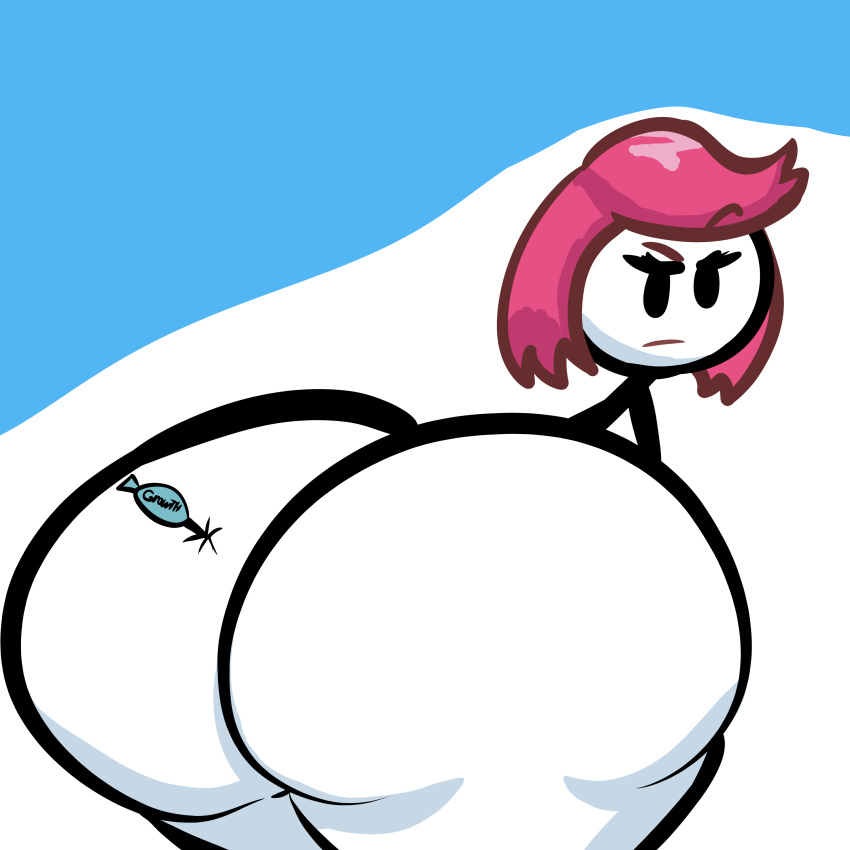 ass ass_expansion ass_focus ass_growth butlova butt_expansion ellie_rose female fleeing_the_complex henry_stickmin_(game) huge_ass looking_back mob_face red_hair solo stickfigure stickman white_skin