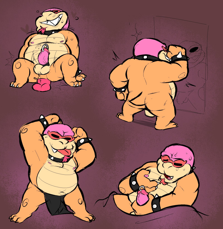 1boy anthro balls ballsack beige_countershading breast_grab cock_ring_(decorative) dildo erection facial_hair flexing glasses goatee heart humanoid_penis koopa koopaling loincloth looking_at_penis looking_down looking_pleasured male male_nipples male_only mario_(series) masturbating masturbation mirror multiple_views naughtybassard nude_male ochre_skin penis penis_piercing pink_head pink_penis prince_albert_piercing roy_koopa scrotum sex_toy sharp_teeth simple_background sitting sitting_on_dildo solo spiked_bracelet spiked_collar spiky_shell sunglasses sweating tail testicles tongue tongue_out torquewintress turtle_shell veiny_penis