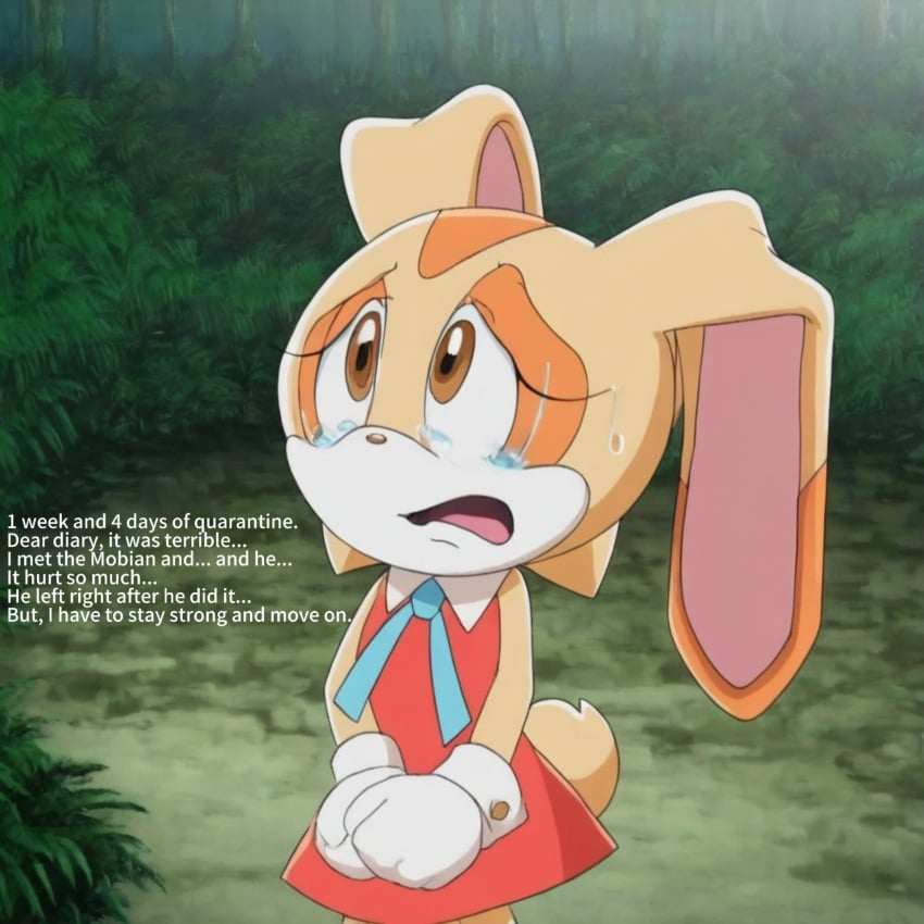 ai_generated cream_the_rabbit crying furry furry_ears furry_female furry_tail rabbit rabbit_ears rabbit_girl rabbit_tail sonic_(series) sonic_the_hedgehog_(series) tears text