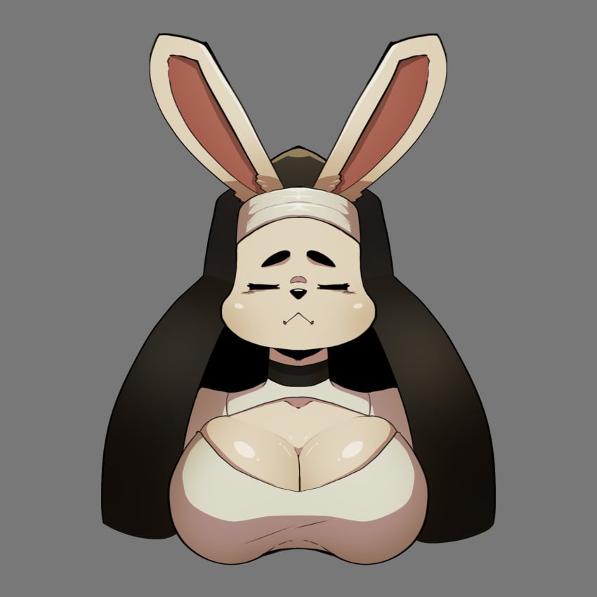1girls 2d anthro big_breasts big_titties breasts bunny_ears bunny_girl curvaceous curvaceous_female curvaceous_figure digital_media female female_only furry furry_female furry_only mr_mapache nun nun_outfit original original_character solo yellow_fur