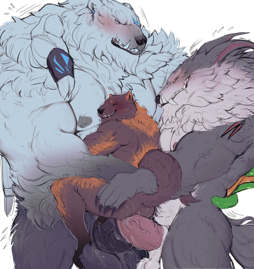 anal anal_sex anthro balls bear big_balls big_dom_small_sub big_penis bodily_fluids canid canine canis chimera dominant double_penetration genital_fluids group gulonine hi_res hunter_marte league_of_legends male male/male male_penetrated male_penetrating male_penetrating_male mammal marten mustelid musteline mythological_canine mythological_creature mythology na1su penetration penis precum riot_games sex size_difference tencent trio volibear warwick werecanid werecanine werecreature werewolf wolf