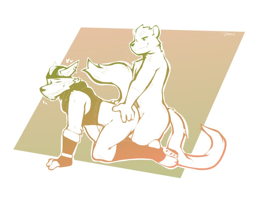 anal anal_sex anthro canid canine canis doggy_style duo epic_games flustered_male fortnite from_behind_position gulonine hands_on_hips hi_res human hunter_marte male male/male male_human male_penetrated male_penetrating male_penetrating_male mammal marten mustelid musteline penetration sex tohfu wendell_(fortnite) wolf