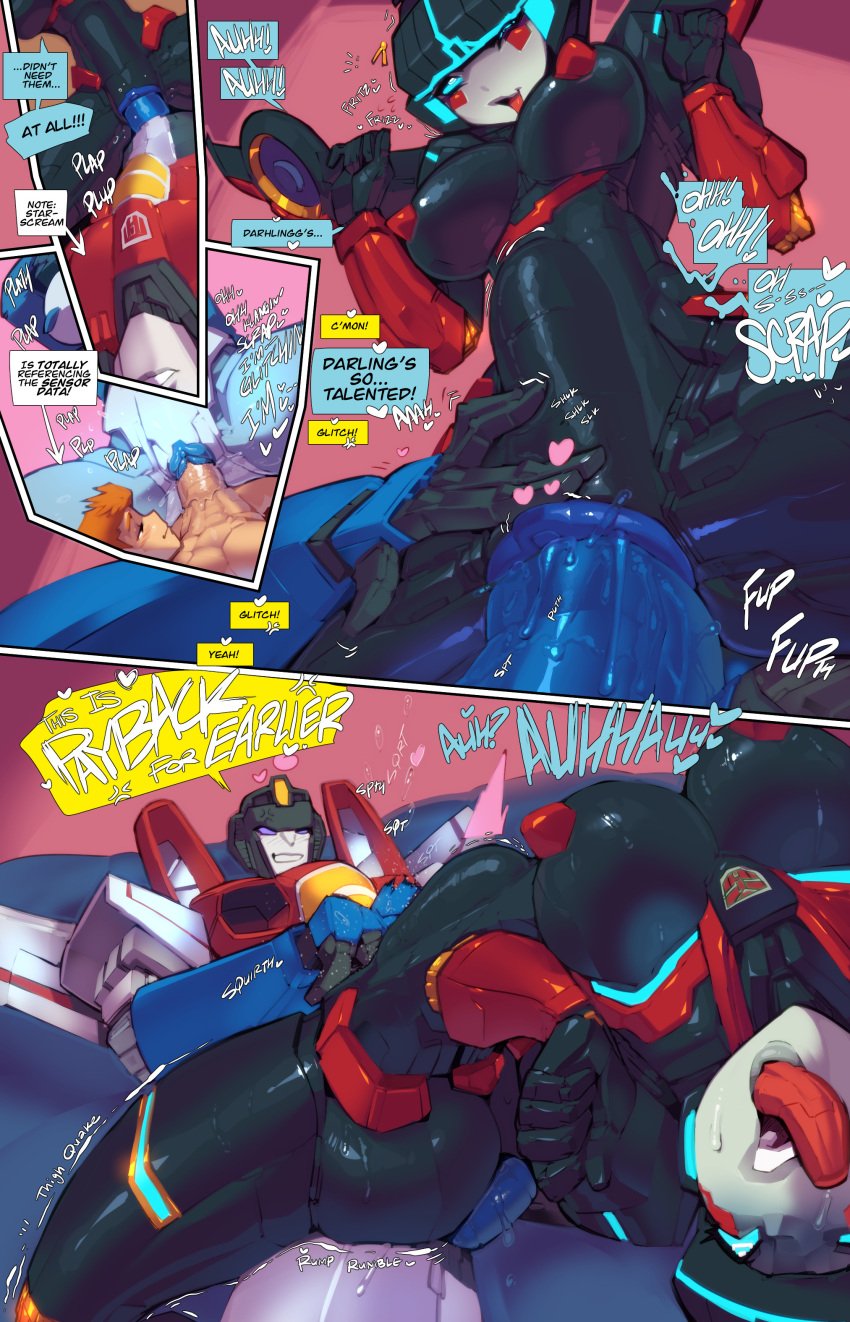 2boys 2girls ass autobot balls bare_arms bare_legs bare_shoulders bare_thighs belly_bulge big_ass big_breasts big_butt big_penis blue_penis blush breasts chromia clitoral_stimulation clitoris color comic daniel_witwicky english_text female fembot fred_perry hand_on_penis hi_res imminent_sex large_breasts looking_pleasured male male/female male_penetrating muscles muscular muscular_male nipples open_mouth page_9 penetration penile_penetration penis penis_in_pussy pleasure_face pussy pussy_juice robot robot_boy robot_girl robot_humanoid sex starscream stomach_bulge stomach_deformation tagme text text_bubble thick_thighs tongue_out transformers vaginal_penetration windblade