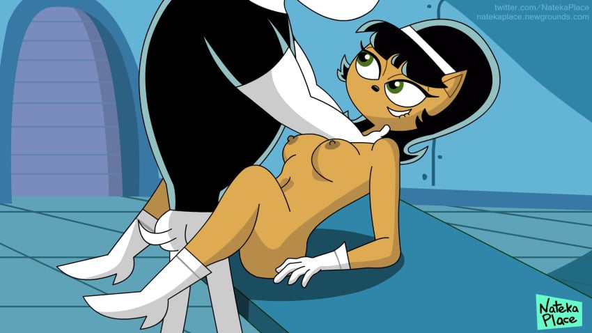 1boy 1boy1girl 1girls anthro biting_lip black_hair breasts canine dudley_puppy faceless_male feline green_eyes kitty_katswell looking_up male missionary_position nateka_place nickelodeon nude parody t.u.f.f._puppy tagme vaginal_penetration