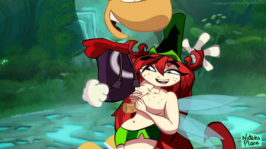 1boy 1boy1girl 1girls anthro betilla_(rayman) big_ass big_breasts blonde_hair fairy fantasy hero milf mother_and_son nateka_place nymph_(rayman) outercourse paizuri parody perpendicular_paizuri rayman rayman_(series) rayman_origins red_hair video_game