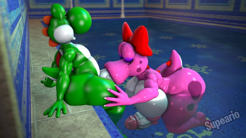 1boy 1futa 3d 3d_(artwork) :>= absurd_res anthro big_breasts birdo blowjob breasts dick dickgirl dickgirl/male digital_media_(artwork) eyeshadow fellatio furry futa/male futanari genitals green_yoshi hi_res intersex intersex/male male male_on_futa mario_(series) nintendo nipples oral penile penis poolside sex source_filmmaker supeario tagme video_games yoshi