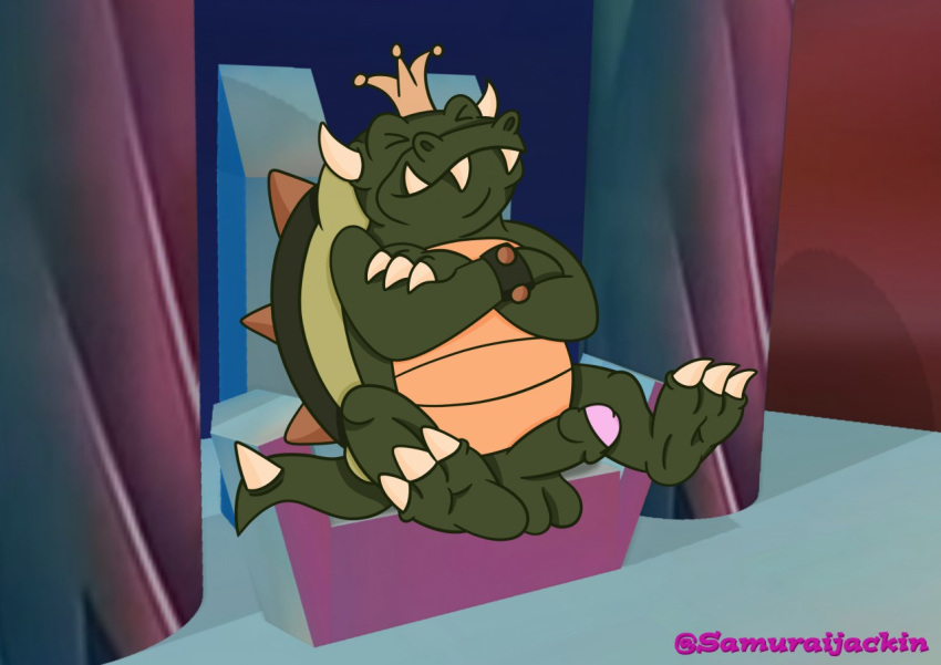 anthro bowser chair erection feet foot_fetish foot_focus furniture king_koopa koopa lizard male male_only mario_(series) meme nintendo reptile samuraijackin scalie solo the_super_mario_bros._super_show! throne video_games