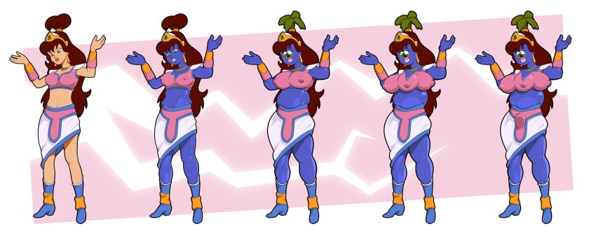 1_eye 1futa 2016 3_breasts 4_fingers alternate_species blue_body breast_expansion breast_growth breasts brown_hair bulge captain_n_the_game_master cyclops eggplant eggplant_wizard elemental_creature fingers flora_fauna food fruit fti_transformation futa_only futanari gender_transformation green_eyes gynomorph hair hi_res human human_to_humanoid humanoid hybrid intersex mammal multi_breast nipple_outline plant princess_lana sequence simple_background solo species_transformation standing the-journey transformation what