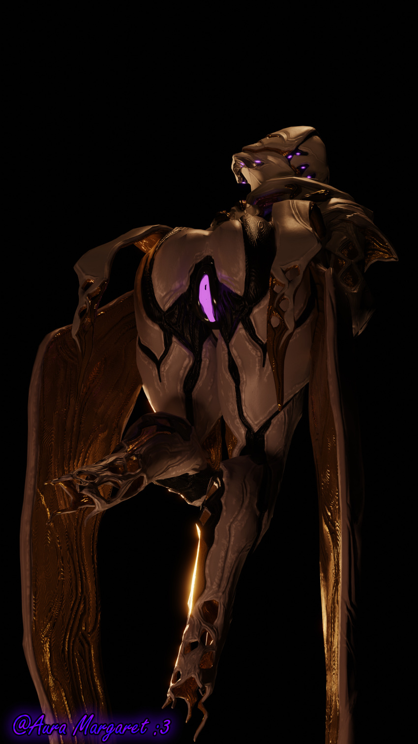 3d 9:16 absurd_res alien auramargaret female floating genitals glowing glowing_genitalia glowing_pussy hi_res humanoid looking_at_viewer presenting presenting_pussy purple_pussy pussy solo tenno video_games warframe wisp_(warframe)