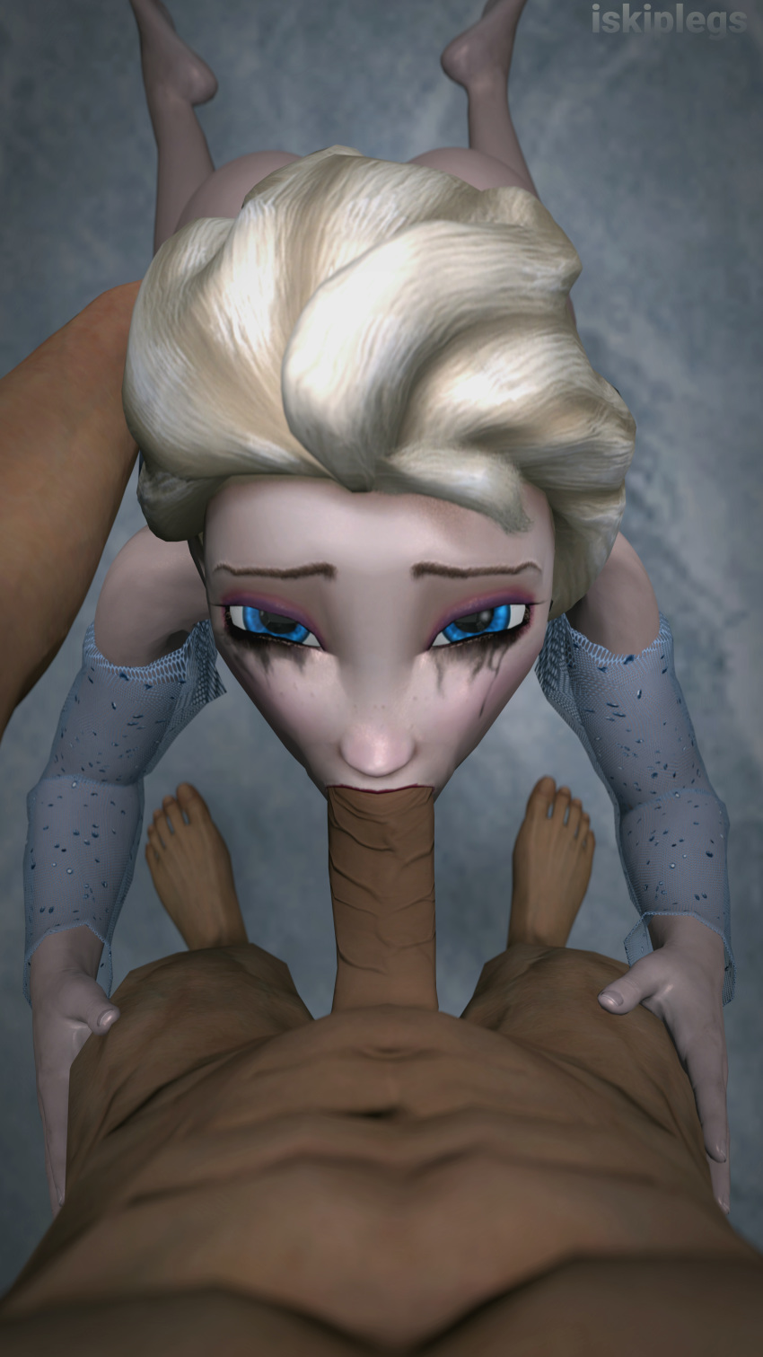 1boy 1girls 3d dark-skinned_male dark_skin disney elsa_(frozen) faceless_male fellatio female frozen_(film) giving_head head hi_res interracial iskiplegs looking_at_viewer looking_up male on_knees oral oral_sex penis pov pov_eye_contact runny_makeup source_filmmaker sucking