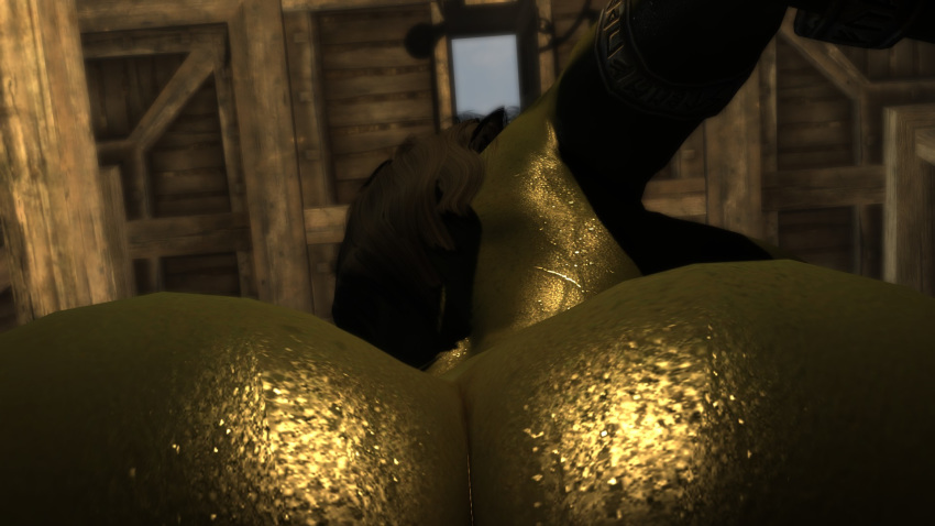 bethesda_softworks erzebet erzebet_(artist) facesitting femdom freckles ghora green_skin larger_female orc orc_female pov rimming skyrim submissive_pov sweat sweaty the_elder_scrolls