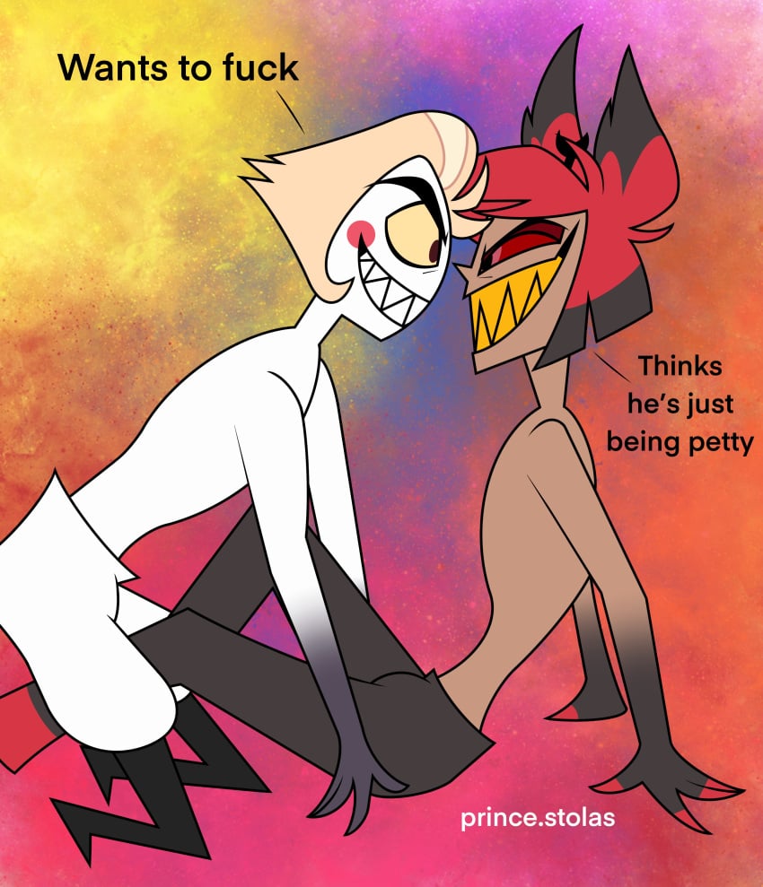 alastor_(hazbin_hotel) boner boner_in_pants deer grin hazbin_hotel king lucifer_morningstar_(hazbin_hotel)