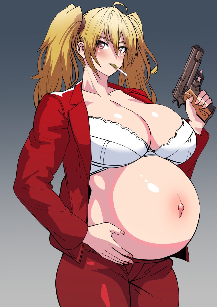 belly big_breasts cigarette hyper_belly pregnant ready_to_pop smoking smoking_while_pregnant tagme yuhancyan