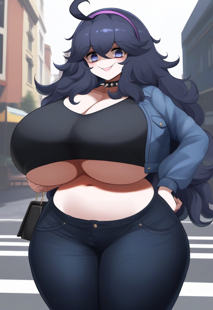 ai_generated choker hex_maniac huge_ass huge_breasts jeans large_ass large_breasts lubbasdump pokemon purse wide_hips