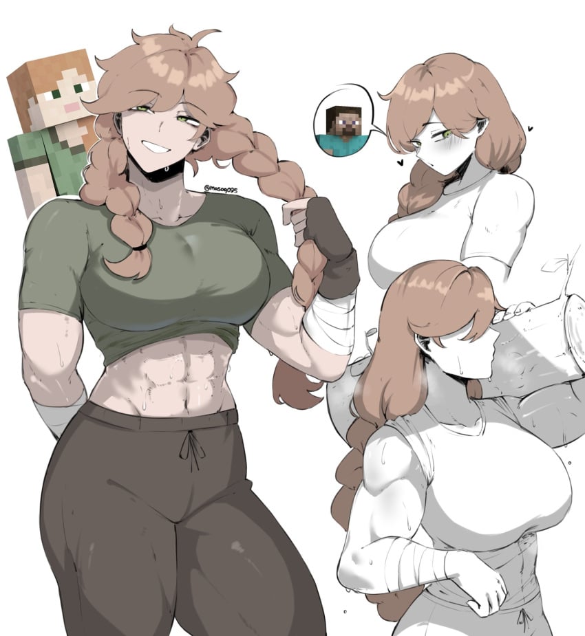 1girls abs alex_(minecraft) ass big_ass big_breasts big_thighs blush breasts buff butt fan_design female female_focus female_only huge_ass huge_breasts huge_thighs masoq095 minecraft muscular muscular_female orange_hair steve_(minecraft) strong_woman sweat thick_hips thick_thighs thighs