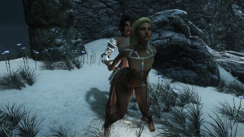 3d anal from_behind futa_on_femboy futa_on_futa futa_on_male futa_penetrating futanari holding_another&#039;s_arm holding_arms holding_arms_behind_back male_penetrated outdoor_sex outdoors partially_clothed skyrim standing standing_doggy_style standing_sex the_elder_scrolls