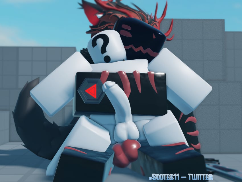 anal dummy_(roblox) furry gay hugging knot knotting larger_male larger_penetrating_smaller male/male male_only male_penetrating male_penetrating_male penis protogen roblox robloxian sitting size_difference smaller_male sootee11