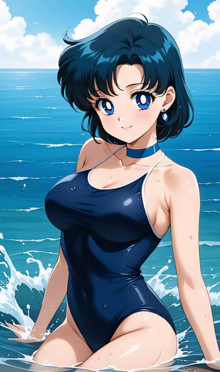 1girls ai_generated ami_mizuno background beach big_ass big_breasts big_butt bishoujo_senshi_sailor_moon blue_eyes blue_eyes_female blue_hair blue_hair_female blue_swimsuit blush blushing_at_viewer blushing_female cleavage cloud clouds cloudy_sky collar earings fat_ass fat_breasts female girl_only looking_at_viewer nerdy_female ocean on_water one-piece_swimsuit only_girl remastered sailor_mercury short_hair short_hair_female sky small_breasts solo solo_female solo_focus swimsuit teen_girl teenage_girl teenager thick_legs thick_thighs thighs upscaled water wet_arms wet_body wet_breasts wet_legs young young_female young_girl young_woman