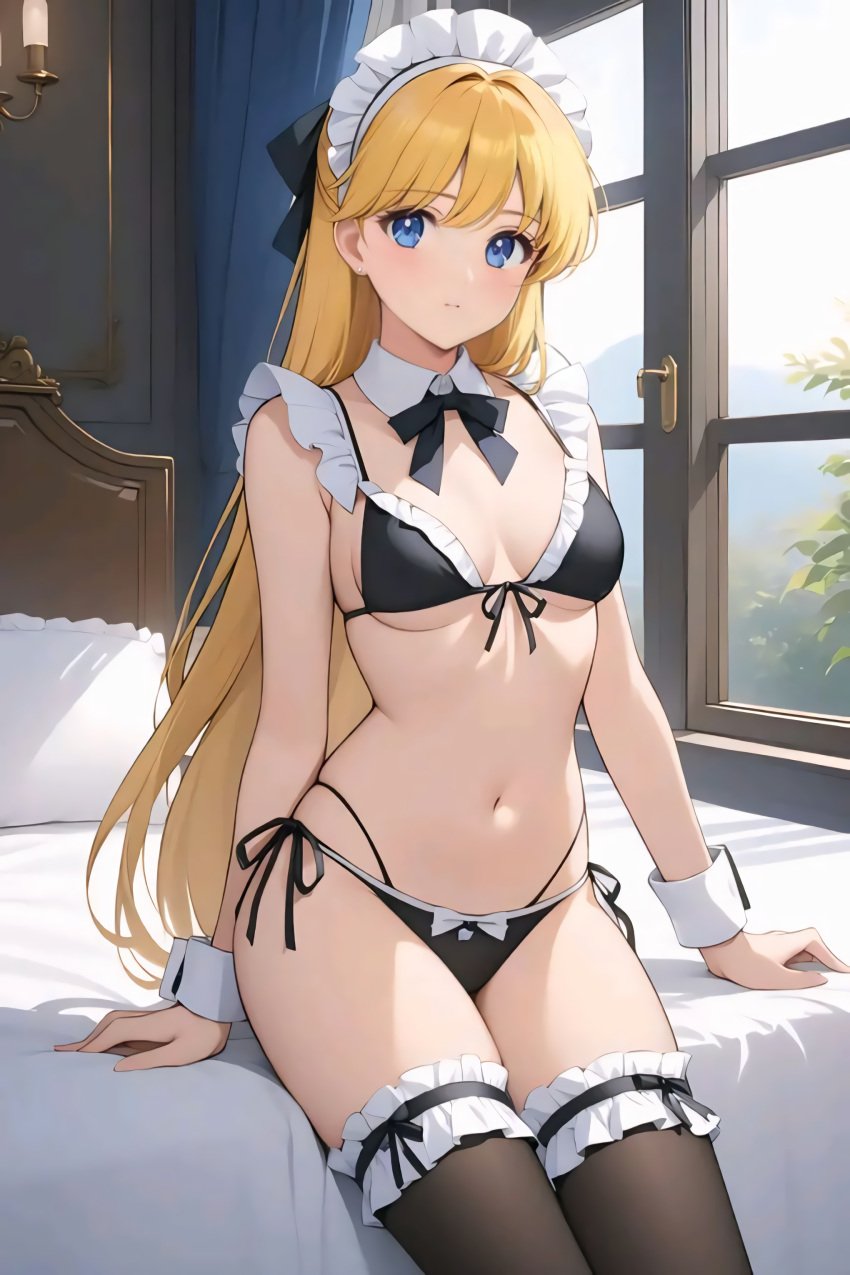 1girls ai_generated background bed bedroom bedroom_background bishoujo_senshi_sailor_moon black_bra black_lingerie black_lingerie_panties black_panties black_socks blonde_hair blonde_hair_female blue_eyes blue_eyes_female blushing blushing_at_viewer blushing_female bow_panties bra closed_mouth closed_mouth_smile cute_girl day daylight daytime eyes_open female female_only girl_only hairband high_socks lingerie long_hair long_hair_female looking_at_viewer maid maid_outfit minako_aino mouth_closed only_female only_girl open_eyes panties remastered sailor_venus semi_nude small_boobs small_breasts socks solo solo_female solo_focus stockings teen_girl teenage_girl teenager upscaled windows yellow_hair yellow_hair_female young young_female young_girl young_woman