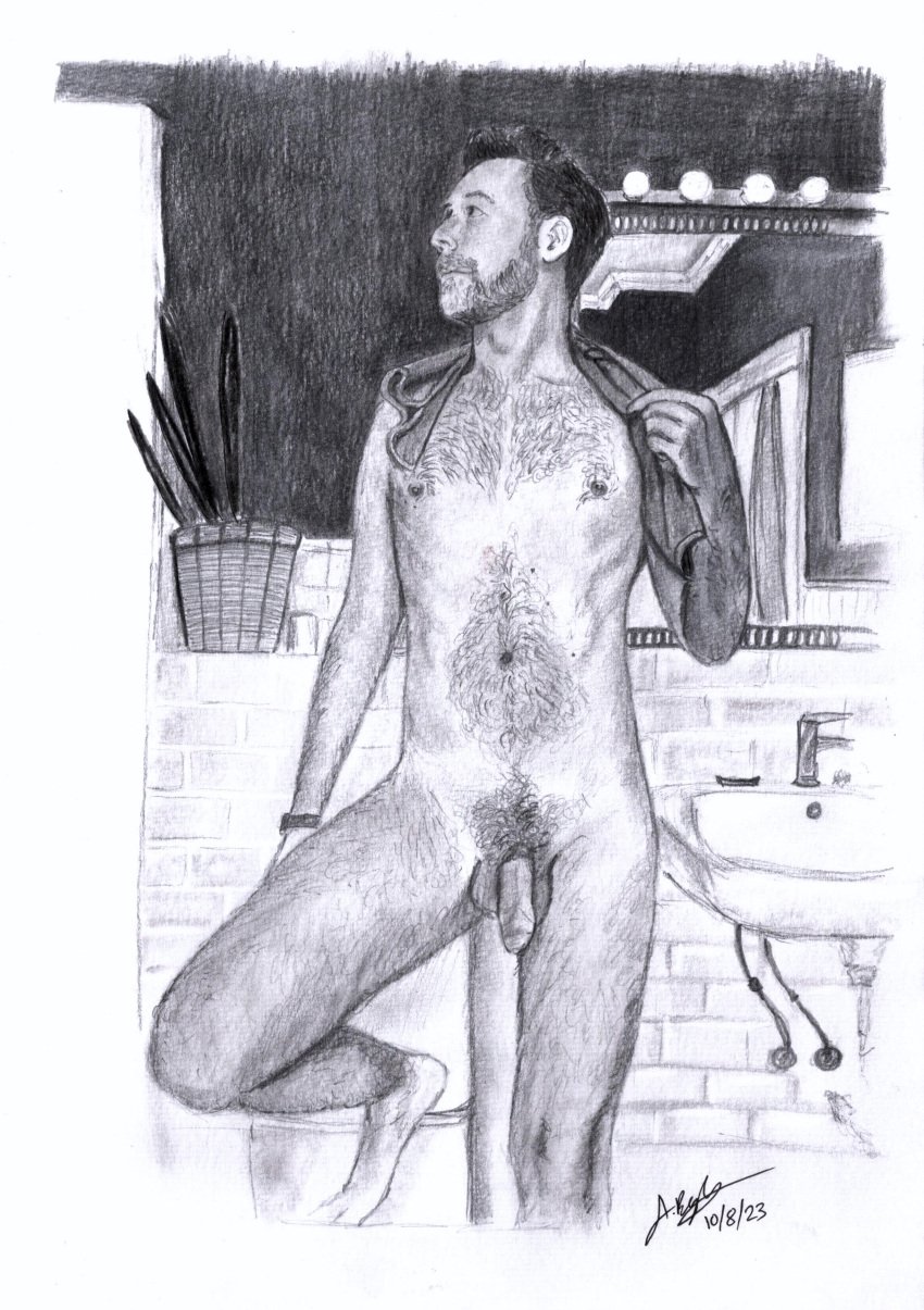 1boy beard birthday_suit british_male chest_hair chest_tuft completely_nude english_guy facial_hair gay gay_male hand_drawn handdrawn handdrawn_art leg_hair male male_only naked naked_male nude nude_male pencil pencil_(artwork) pencil_sketch penis pubic_hair self_upload sketches_by_adab testicles towel_boy towel_only traditional_media_(artwork)