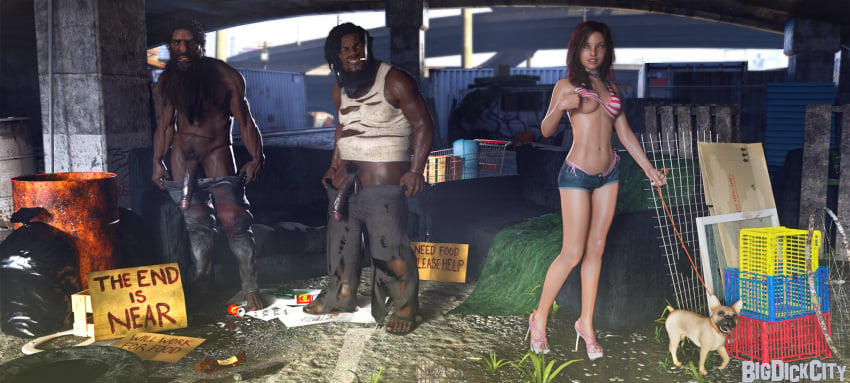 1girls 2boys 3d big_penis bigdickcity dark-skinned_male dark_skin female french_nails interracial male