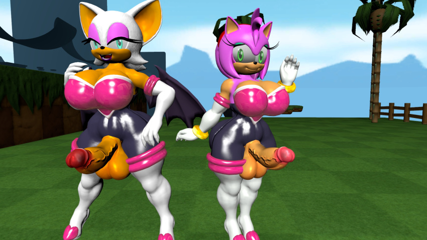 2futas 2girls 3d 3d_(artwork) 3d_model alternate_breast_size amy_rose amy_the_bat ass_focus bat big_balls big_breasts big_butt big_penis breasts bubble_ass bubble_butt exposed_balls exposed_penis female furry futa_only futanari huge_ass huge_breasts huge_butt looking_at_viewer looking_down mammal mobian mobian_(species) mobian_bat penis pink_fur rouge_the_bat rouge_the_bat_(cosplay) sega sonic_(series) sonic_adventure_2 sonic_the_hedgehog_(series) source_filmmaker standing testicles thick_thighs video_games viperarcane wide_hips