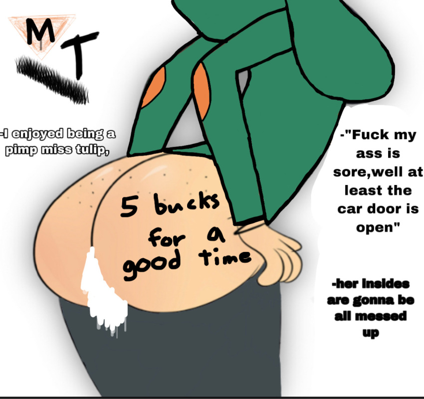 1girls ass body_writing cartoon_network clapping_cheeks cum cum_drip edit freckles hbo_max infinity_train tagme tulip_olsen white_background