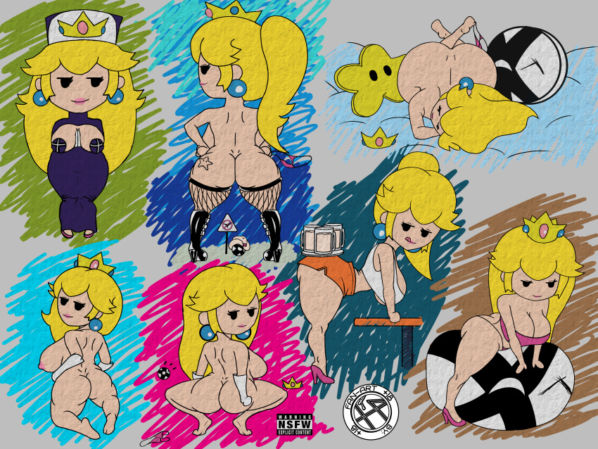 1girls alternate_costume barefoot blonde_hair completely_nude completely_nude_female crouching crown drawn ear_piercing female female_only full_body high_heels hooters huge_ass huge_breasts looking_at_viewer looking_back mario_(series) multiple_images naked naked_female nintendo nude nude_female nun paper_mario paper_mario:_the_thousand-year_door paper_peach princess_peach solo solo_female tagme thighhighs xama.pro yellow_hair