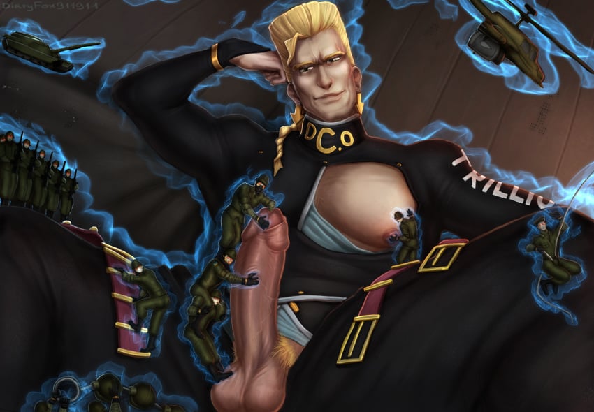 anal_beads bad_company_(jjba) blonde_hair clothed couch diamond_is_unbreakable hairy implied_anal jojo's_bizarre_adventure keicho_nijimura male male_only male_urethral_insertion micro military miserdirt nipple_pinch stand_(jjba) standcest uncut urethral_insertion