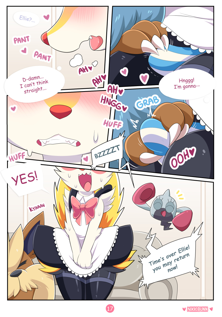 absurd_res anthro braixen canid canine duo english_text erection feral hi_res male male/male mammal nikkibunn nintendo pokémon_(species) pokemon pokemon_(species) stoutland text video_games