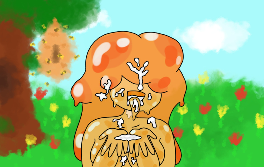 bees bukkake cum_in_mouth cum_inside cum_on_body cum_on_breasts cum_on_upper_body flor_(latristesse) honey honey_girl latristesse original_character slime slime_girl