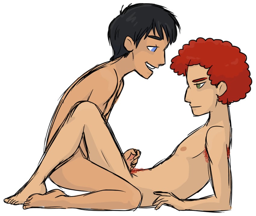 2boys anal_penetration anal_sex black_hair blue_eyes body_hair curly_hair dark-skinned_male dark_skin gay green_eyes kippydraw kyle_broflovski light-skinned_male light_skin masturbation red_hair south_park stan_marsh yaoi