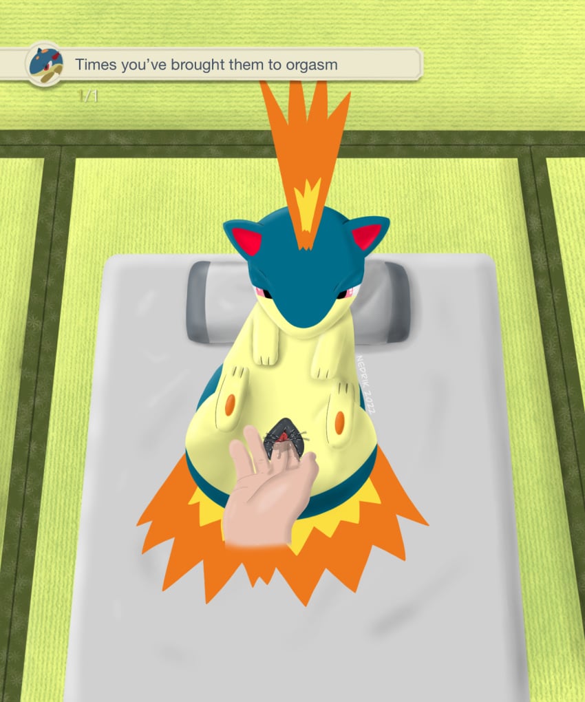 ambiguous_gender animal_genitalia animal_pussy anus ass bodily_fluids canine_pussy disembodied_hand ejaculation female finger_fuck fingering first_person_view genital_fluids genitals hi_res interspecies nedrik nintendo paws poképhilia pokemon pokemon_(species) pokemon_legends:_arceus pokephilia presenting presenting_anus presenting_hindquarters presenting_pussy pussy pussy_ejaculation pussy_juice pussy_juice_leaking pussy_juice_on_hand quilava tatami vaginal_penetration video_games