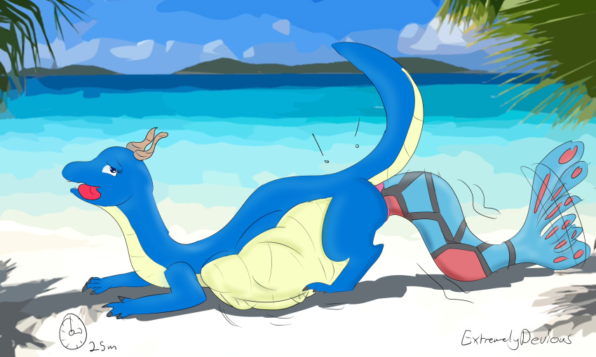 ! anal anal_vore beach blu capture dragon extremelydevious female female_pred feral feral_pred forced hi_res male male_prey milotic nintendo oc:blu open_mouth pokémon_(species) pokemon reptile samesize scalie seaside snake stomach_bulge straight tongue tongue_out video_games vore water_type