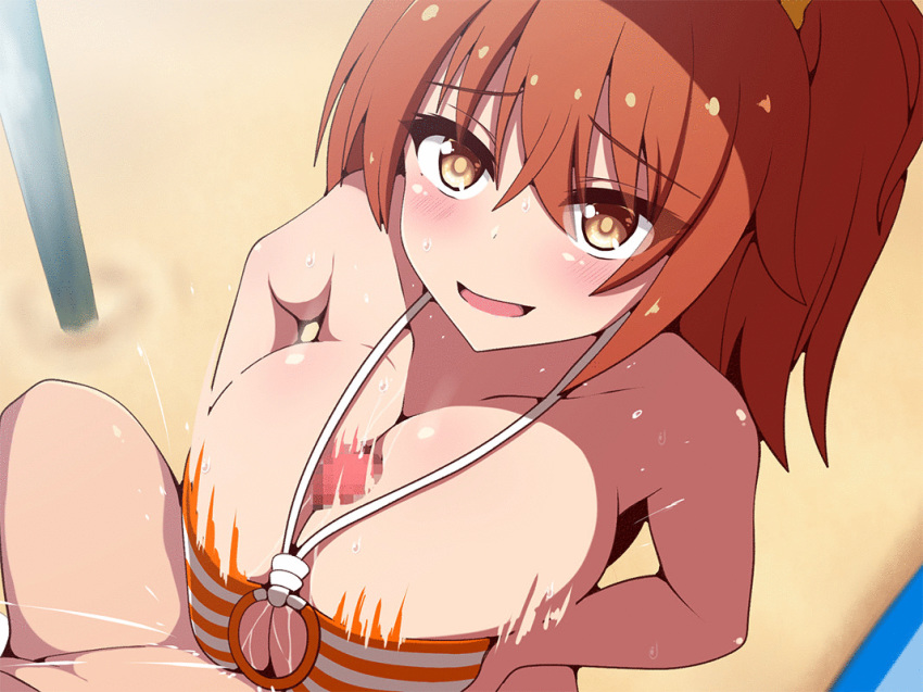 1boy 1boy1girl 1girls alternate_breast_size animated animated_gif asian asian_female big_breasts bikini blush bouncing_breasts breast_suppress breasts brown_hair censored cleavage clothed clothed_female clothed_female_nude_male duo dutch_angle fate/grand_order fate_(series) female fujimaru_ritsuka_(female) gudako huge_breasts human large_breasts large_penis light_brown_eyes light_brown_hair male matching_hair/eyes mosaic_censoring motion_blur nude nude_male o-ring orange_hair outercourse paizuri paizuri_lead_by_female paizuri_on_lap paizuri_under_clothes penis shiny_hair shortstack small_but_busty straight swimsuit titjob yuzutei