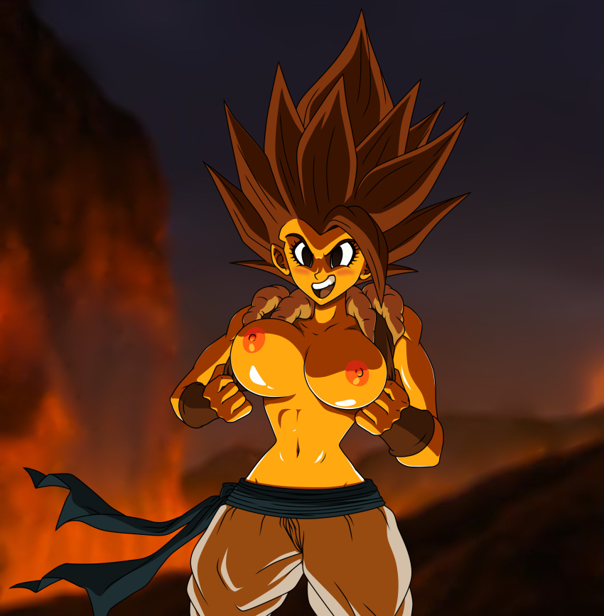 >:d 1girls abs areolae belly belly_button big_breasts black_eyes black_hair breasts dragon_ball dragon_ball_super dragon_ball_super_broly false_super_saiyan female female_focus female_gogeta female_only female_saiyan female_solo fusion genderswap genderswap_(mtf) gogeta hourglass_figure large_breasts light-skinned_female metamoran_clothing muscles muscular muscular_female navel nipples no_bra presenting_breasts round_breasts rule_63 saiyan shiny shiny_breasts shiny_hair shiny_skin solo solo_female solo_focus spiked_hair spiky_hair super_saiyan volcanic_setting voluptuous voluptuous_female white_pants