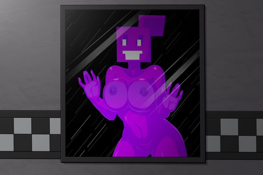 breast_press breasts five_nights_at_freddy's on_glass outdoors pixel purple_girl purple_hair purple_skin pussy rain rule_63