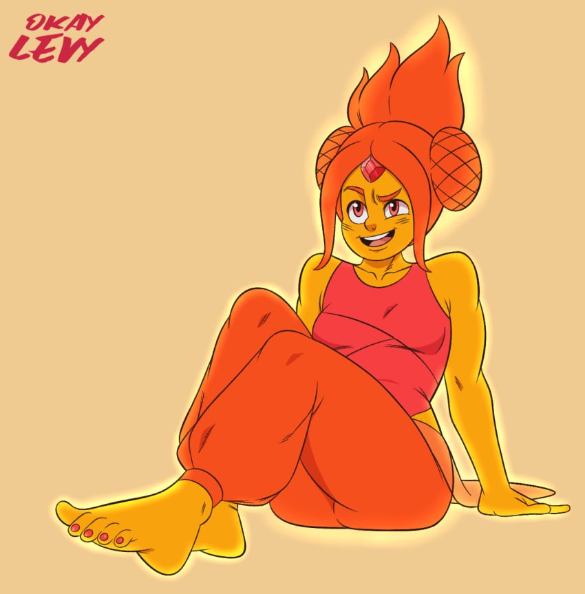 1girls adventure_time feet female female_focus female_only flame_princess okaylevy painted_nails toenail_polish toes