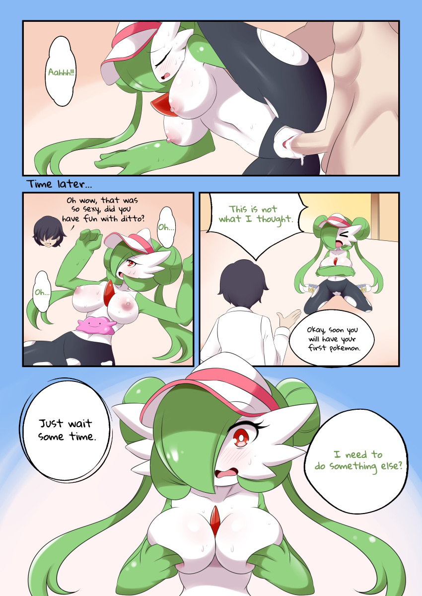 1girls absurd_res ambiguous_gender big_breasts blush bodily_fluids breasts closed_eyes clothing comic cum cum_in_pussy cum_inside dialogue ditto english_text female female_penetrated gardei_(lucyfercomic) gardevoir genital_fluids genitals hi_res human human_on_humanoid human_penetrating human_penetrating_humanoid humanoid humanoid_penetrated impregnation interspecies long_hair lucyfercomic male male_penetrating male_penetrating_female mammal nintendo nipples open_mouth penetration penis pokémon_(species) pokemon pokemon_(species) pussy sex spread_legs straight sweat text the_professor_(lucyfercomic) torn_clothing vaginal_penetration video_games wide_hips