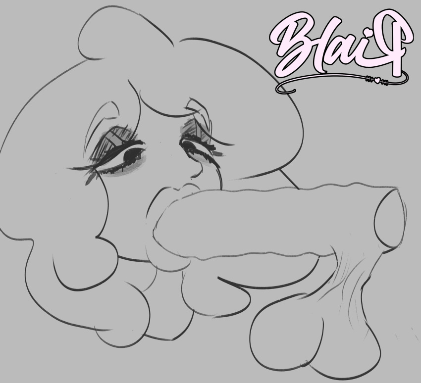 1boy 1girls animated backsack balls blair_(sweetmixture) deepthroat fellatio female gif male penis self_insert sketch straight sweetmixture tagme thick_lips unseen_male_face