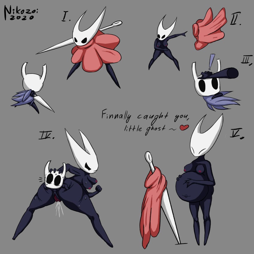 2020 absurd_res anal_vore cape cloak clothing forced hollow_knight hornet_(hollow_knight) incest large_breasts naked nikozoi protagonist_(hollow_knight) red_cape siblings squirting struggle sweat vore