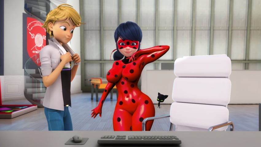 1boy 1girls 3d adrien_agreste alternate_ass_size alternate_breast_size big_ass big_breasts big_hips big_thighs bimbo blue_hair bodysuit bottom_heavy breasts curvy dat_ass edit female ferjuasi hi_res hips hourglass_figure huge_ass huge_hips kwami ladybug_(character) large_ass latex male marinette_cheng marinette_dupain-cheng miraculous_ladybug plagg png screenshot screenshot_edit shiny_skin short_hair thick_ass thick_thighs tight_clothes tight_clothing wide_hips