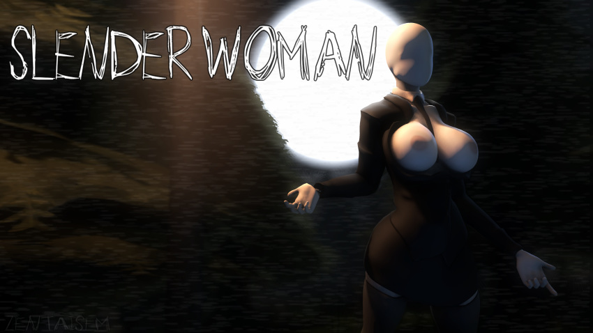 3d 3d_(artwork) artist_request bald big_breasts black_leggings black_stockings black_suit black_tie breasts creepypasta exposed_breasts faceless_character faceless_female featureless_face female large_breasts leg_warmers legwear moon moonlight posing rule_63 sfm skinny skirt slenderman slenderwoman socks solo source_filmmaker standing stockings suit tie video_game video_games white_body white_skin zentaisfm