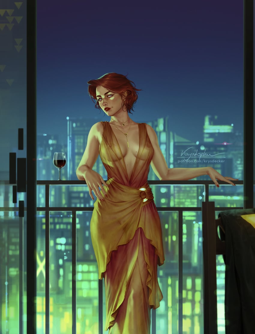 1girls 2020 2d 2d_(artwork) alcohol areolae arms artist_signature balcony bedroom_eyes big_breasts blue_eyes blurry_background breasts city city_background cityscape clothed_female clothes clothing deviantart deviantart_username digital_drawing_(artwork) digital_media_(artwork) digital_painting_(artwork) dress drink earrings ears erect_nipples exposed_shoulders eyebrows eyelashes eyes female female_focus female_human female_only fingernails fingers forearms formal front_view gold_jewelry gold_necklace hairy_pussy hands human human_only jacket knees krysdecker large_breasts legs legs_together light-skinned light-skinned_female light_body light_skin lips lipstick long_dress looking_at_viewer makeup mole_on_breast neck necklace necklace_between_breasts night nipples no_sex nose outdoors outside painted_nails patreon patreon_reward patreon_url patreon_username pink_nipples plunging_neckline pubes pubic_hair pussy realistic red_(transistor) red_hair red_lipstick seductive_eyes seductive_look seductive_pose seductive_smile see-through short_hair shoulders slender_body slender_waist smile smiling smiling_at_viewer smooth_skin solo solo_female solo_focus supergiant_games teeth text transistor_(game) transparent_clothing uncensored url vulva wine wine_glass woman yellow_dress young_woman