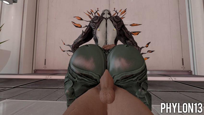 3d anal anal_sex ass ass_focus back_view big_ass big_balls big_butt cowgirl_position dark-skinned_male interspecies oberon_(warframe) phylon13 pornography rule_63 sfm sfmporn_(artist) source_filmmaker warframe