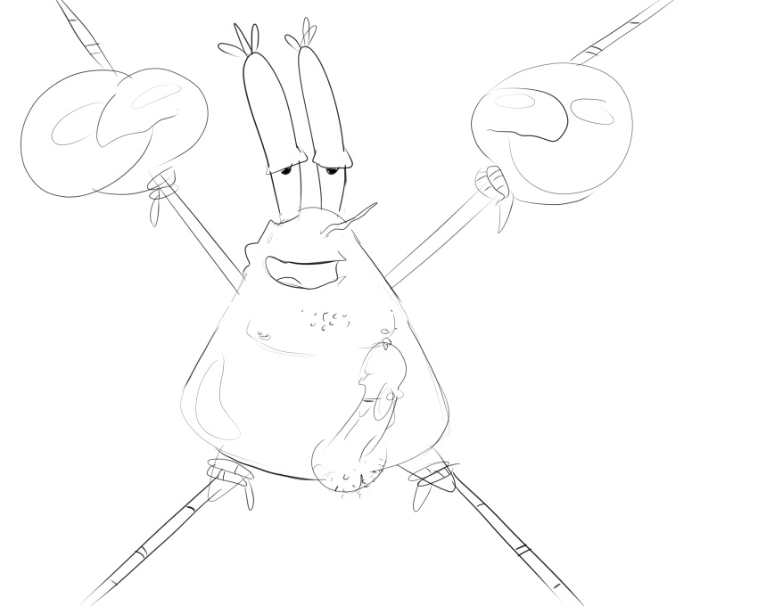 2020 anthro balls crab crustacean male_only malesub mr_krabs nickelodeon penis sketch smooth_skin spongebob_squarepants