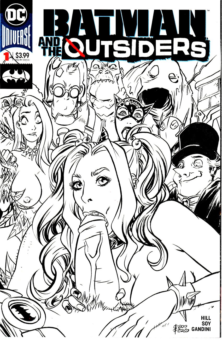 :>= audience batman batman_(series) being_watched black_and_white blowjob bottomless bottomless_male breasts bruce_wayne catwoman clayface collar comic_cover cover dc dc_comics earrings erect_penis erection eyelashes fellatio fellatio_face female firefly_(dc) hair_ornament hand_on_another's_leg harley_quinn hetero holding_penis human killer_croc large_breasts large_penis leaning leaning_forward lips lipstick long_hair looking_at_another looking_at_viewer male male_pov male_pubic_hair monochrome mr._freeze multiple_boys multiple_girls nipples oral penguin pigtails poison_ivy pov pubic_hair rudetoons scarecrow selina_kyle sidelocks spiked_bracelet spiked_collar straight straight_hair the_penguin twin_braids vein veiny_penis villain watching wavy_hair