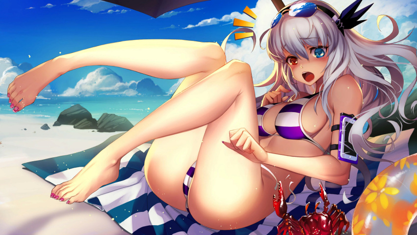 barefoot bikini breasts cameltoe hell_girls striped_bikini swimsuit tagme