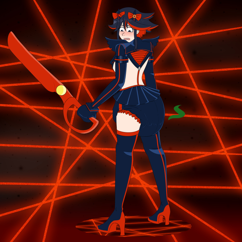 abdl adult_baby alternate_costume bondage_mittens diaper diaper_fetish diapersuit humiliation kill_la_kill matoi_ryuuko messy_diaper mittens modified_costume ribbon senketsu soiling_diaper theowlcan