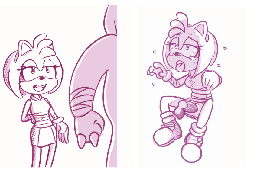 2koma amy_rose amy_rose_(boom) anthro anthro_on_anthro anthro_penetrated anthro_penetrating anthro_penetrating_anthro balls biped bodily_fluids clothed clothing dress duo echidna erection eulipotyphlan female female_focus female_penetrated fist flying_sweatdrops footwear genitals gloves handwear hedgehog knuckles_the_echidna male male_penetrating male_penetrating_female mammal monochrome monotreme mrplow34 no_underwear open_mouth open_smile penetration penis pink_and_white sex shoes simple_background simple_shading smile solo_focus sonic_(series) sonic_boom sonic_the_hedgehog_(series) standing straight sweat sweatdrop tears tongue tongue_out white_background